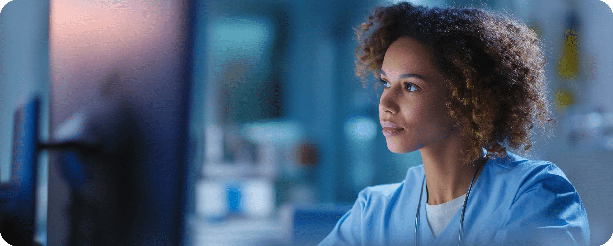 Nurse looking at screen