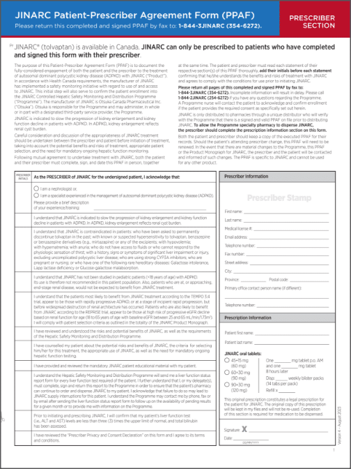 Patient-Prescriber Agreement Form (PPAF)